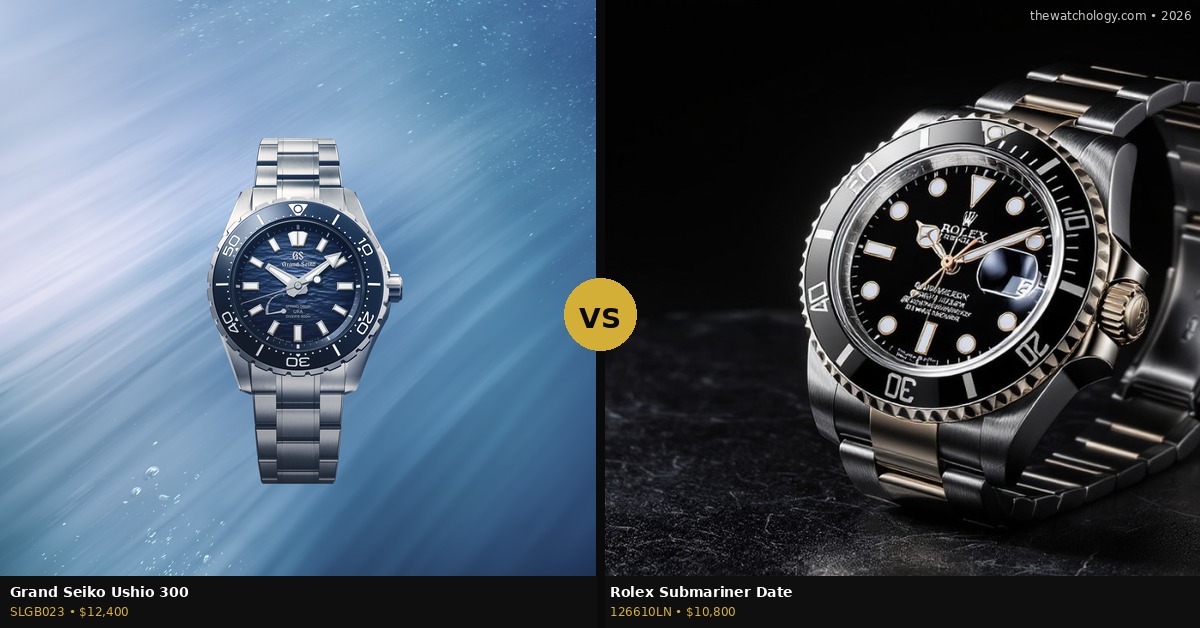 Grand Seiko Ushio 300 SLGB023 vs Rolex Submariner 126610LN 2026 comparison