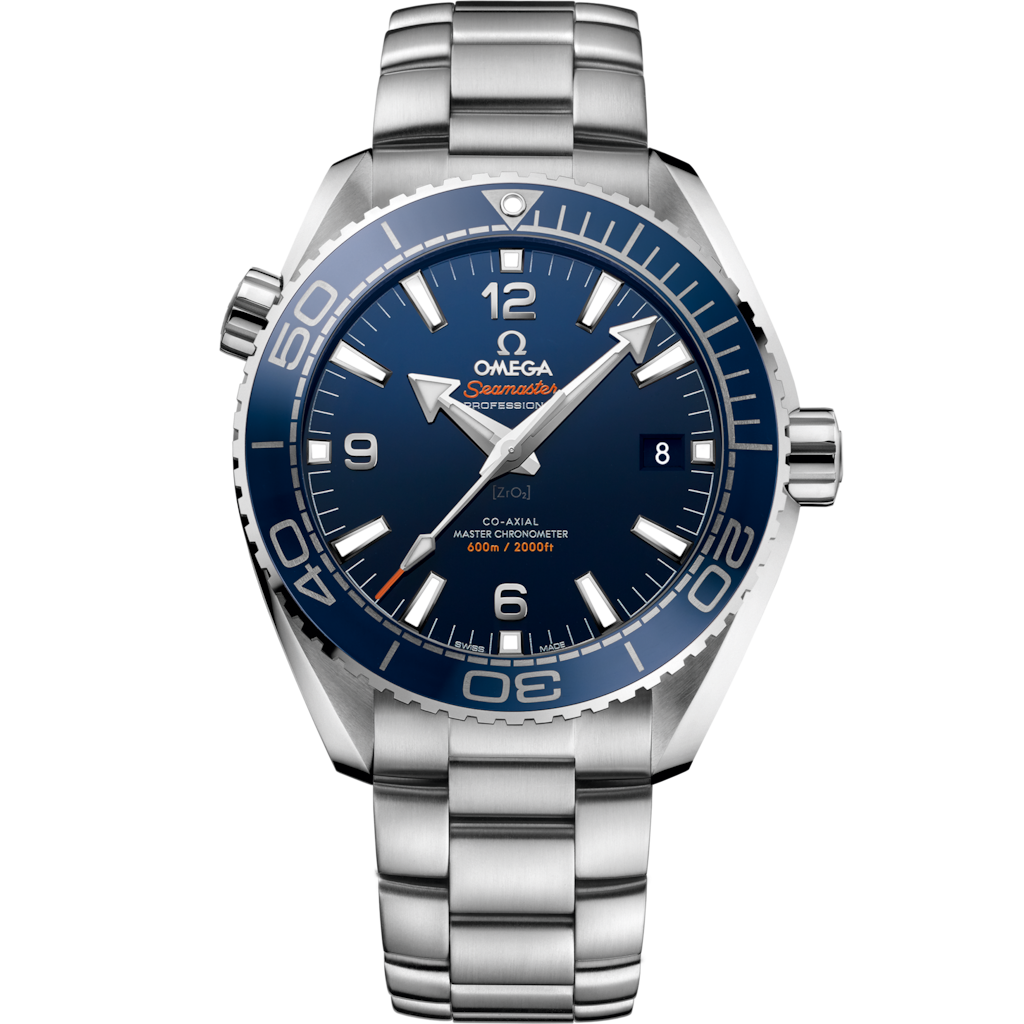 Omega Seamaster Planet Ocean 600M Co-Axial Master Chronometer with blue dial and ceramic bezel