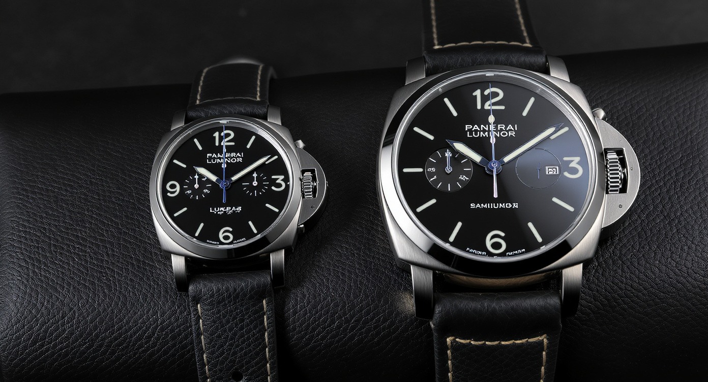 Panerai Luminor 42mm and 44mm watches side by side size comparison