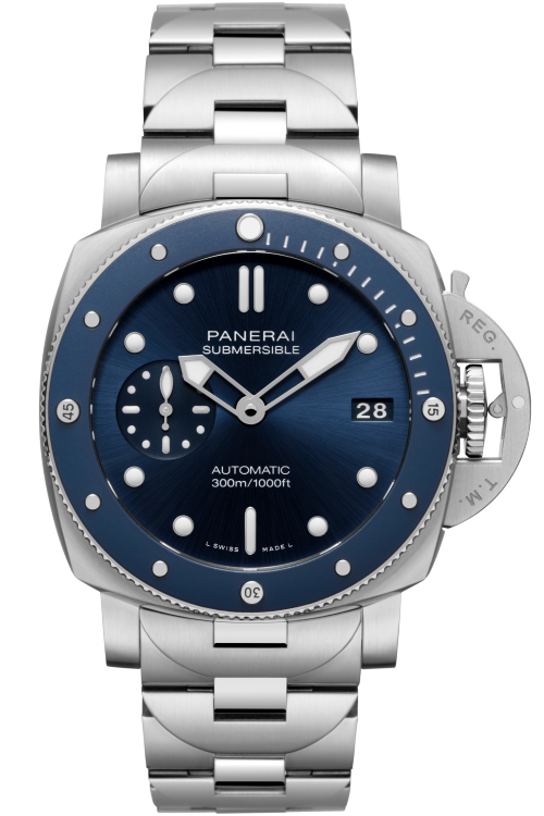 Panerai Submersible blue dial on steel bracelet
