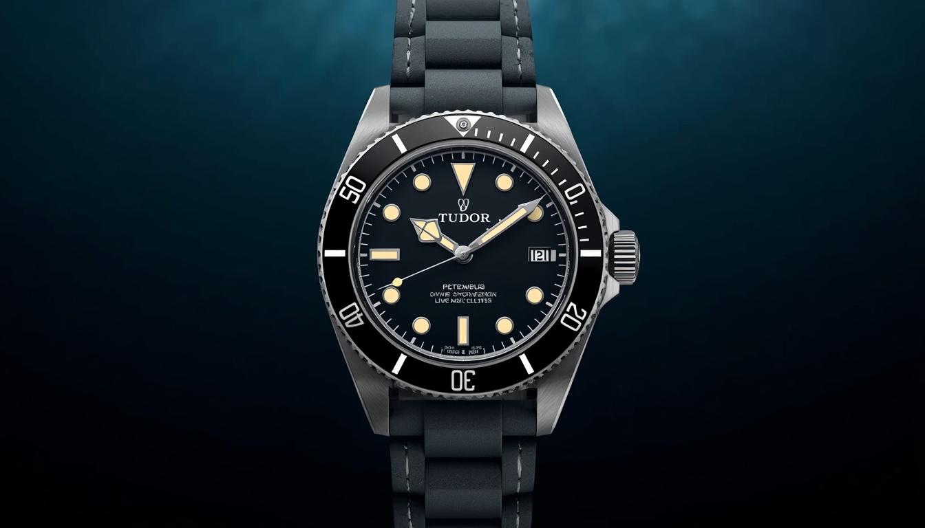 Tudor Pelagos professional dive watch with titanium case and black ceramic bezel in studio lighting