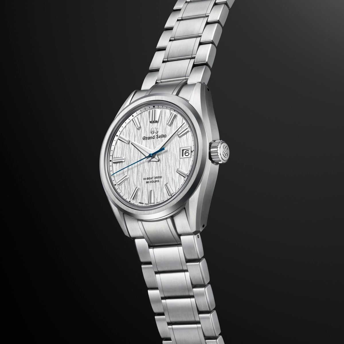 Grand Seiko White Birch SLGH005 front view showing the textured white birch-bark dial