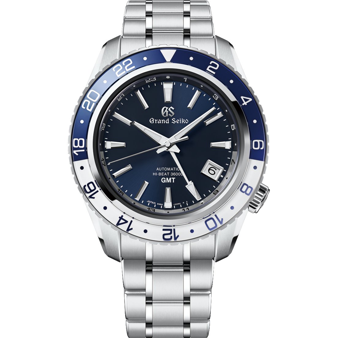 Grand Seiko SBGJ237 Hi-Beat GMT watch on white background