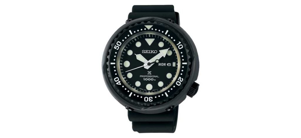 Seiko Prospex SBBN047 Darth Tuna 1000m professional dive watch with black titanium case and ceramic shroud