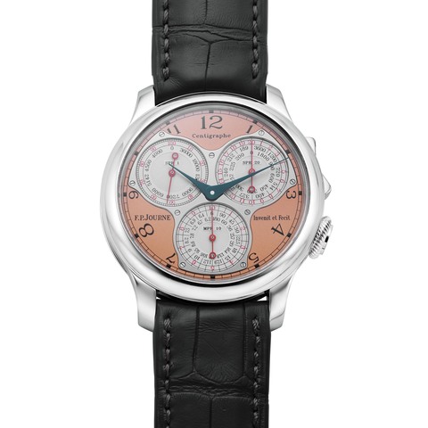 F.P. Journe Centigraphe Souverain in platinum with salmon dial — Antiquorum New York October 18 2026 auction, Lot 155, sold for USD 1,670,000