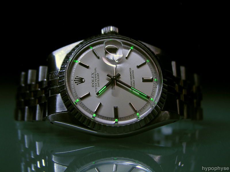 Vintage Rolex Datejust ref. 1603 in stainless steel with silver dial — a classic pre-owned Datejust example (Photo: hypo.physe, CC BY-SA 2.0 via Wikimedia Commons)